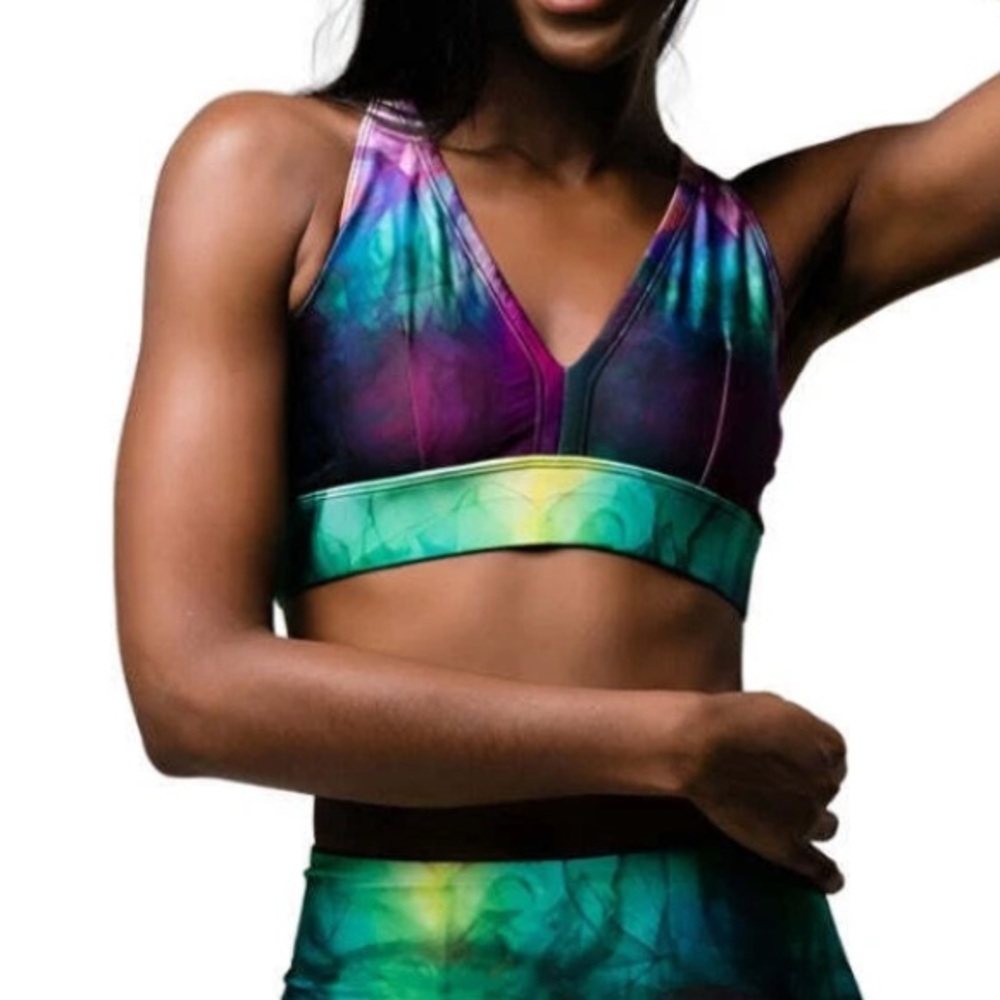 Onzie flow Smoke and Mirrors cross cross back sports bra size medium large